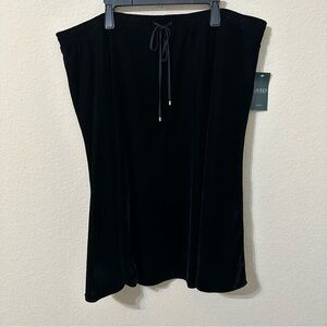 Lauren Ralph Lauren Skirt Black Velvet Velveteen Drawstring Plus Size A-Line NWT